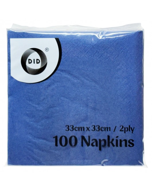 100pc 33cm x 33cm 2ply Navy Blue Napkins