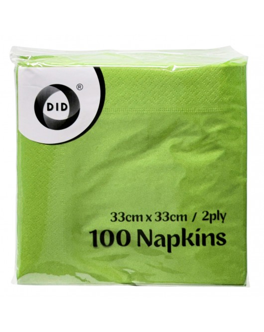 100pc 33cm x 33cm 2ply Light Green Napkins