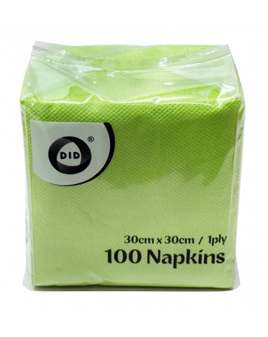 100pc 30cm x 30cm 1ply Lime Napkins