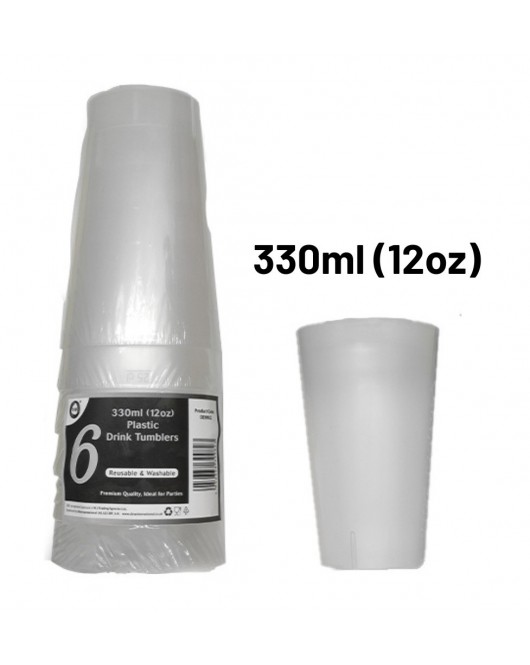 6pc Reusable 330ml (12Oz) Drink Tumblers