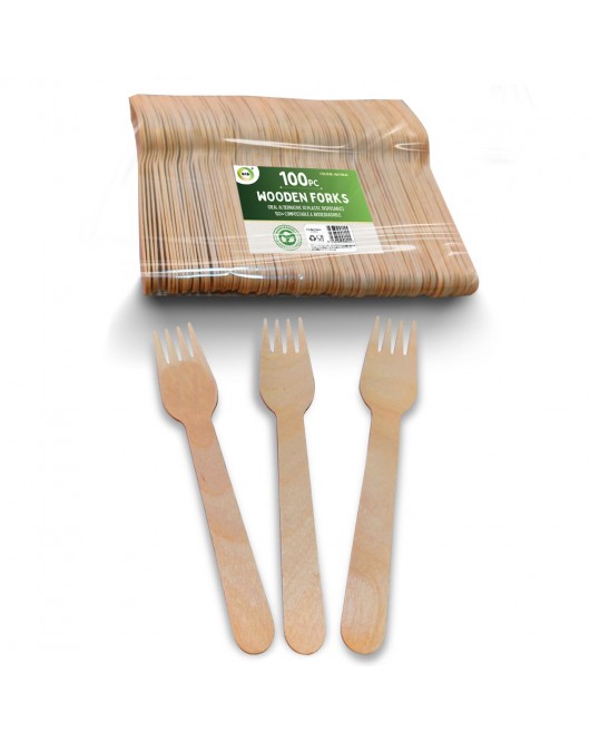 100pc Wooden Forks