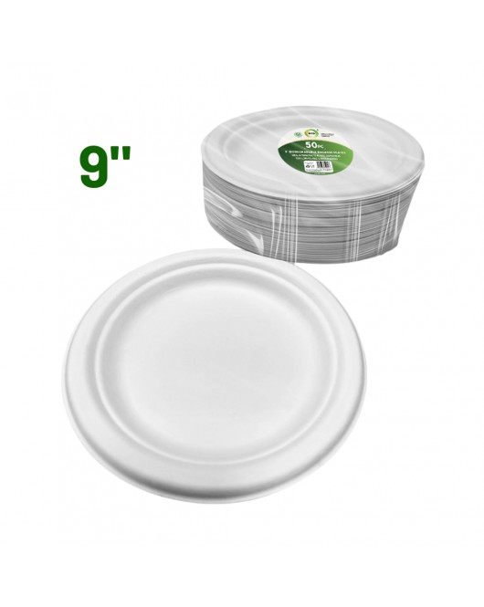 50pc 9" Biodegradable Bagasse Plates