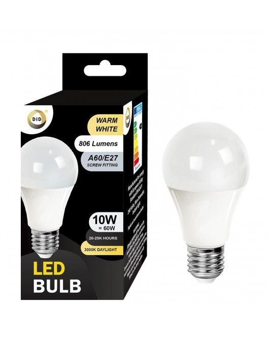 Warm White Led Bulb 10W A60/E27