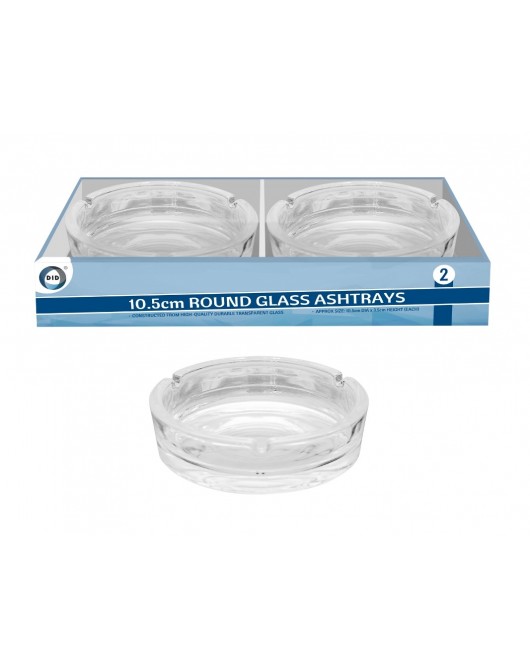 2pc 10.5cm Round Glass Ashtrays