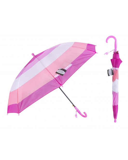 Kid’s Pink Striped Umbrella W/Whistle