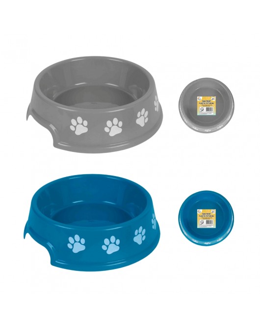 21.5cm 750ml Paw Print Plastic Pet Bowl