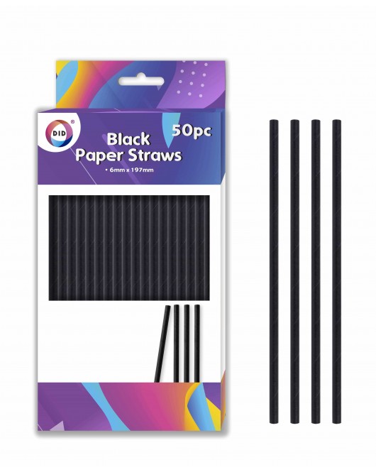 50pc Black Paper Straws