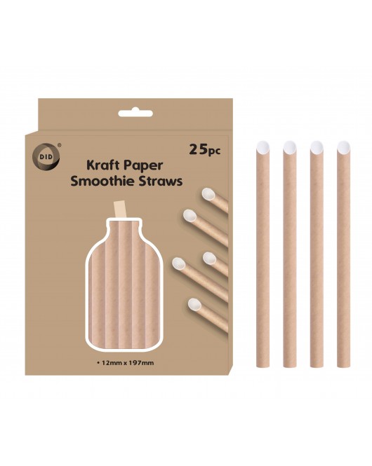25pc Kraft Paper Smoothie Straws 