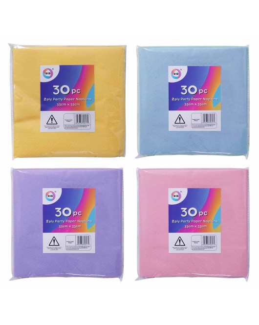 30pc 33cm x 33cm 2ply Party Paper Napkins