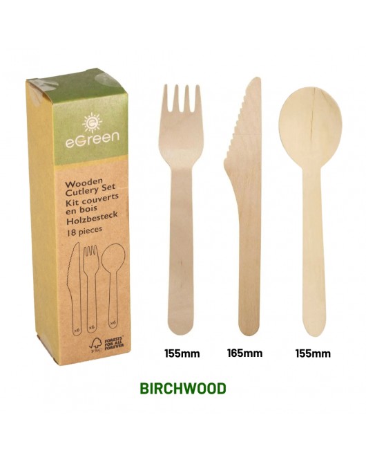 18pc Assorted Wooden Cutlery Set