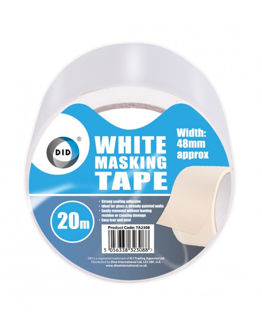 20m x 48mm White Masking Tape