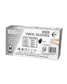 100pc Medium Powder Free Clear Vinyl Gloves