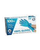 100pc Medium Powder Free Blue Vinyl Gloves