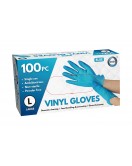 100pc Large Powder Free Blue Vinyl Gloves